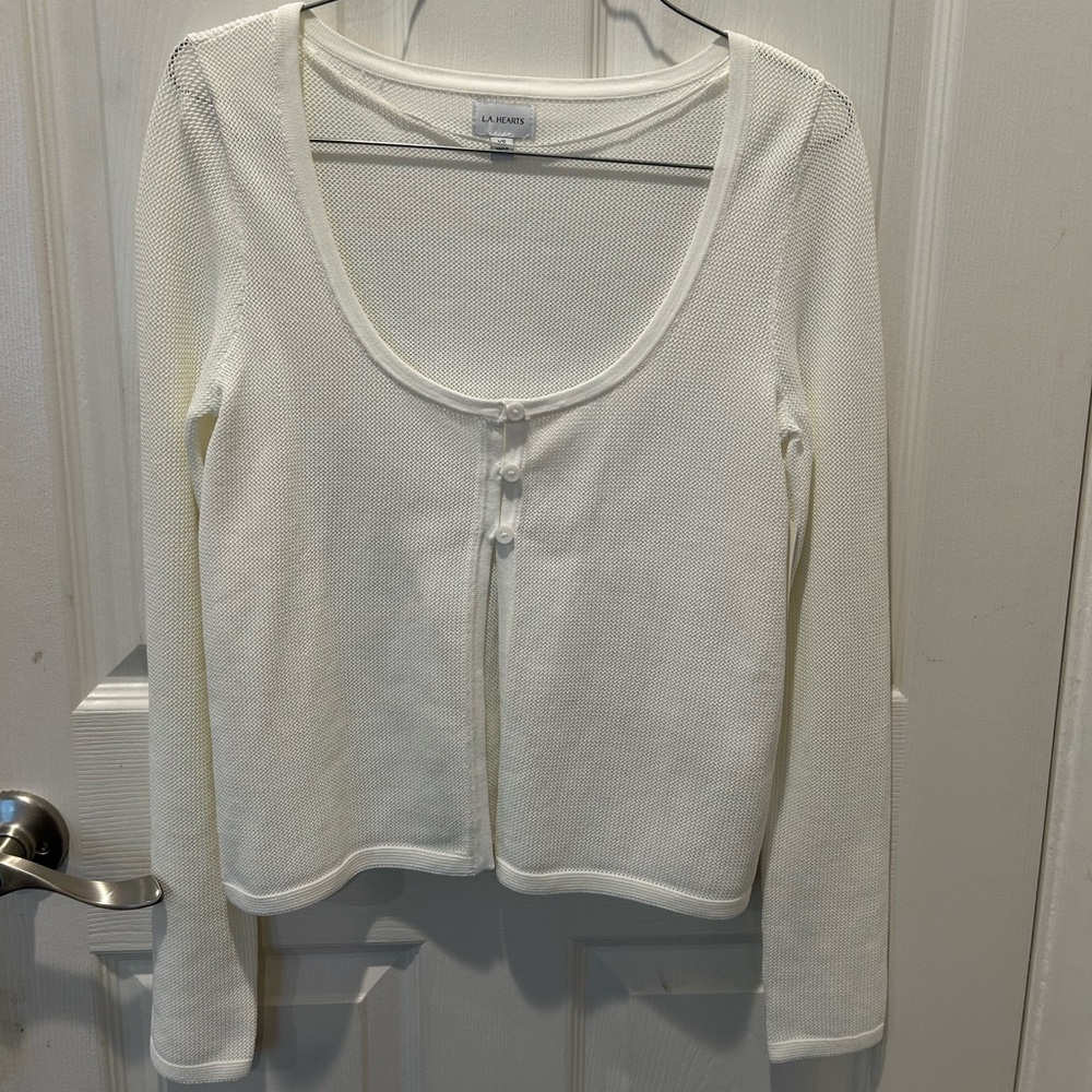 Pacsun sweater crop top open front white 🤍